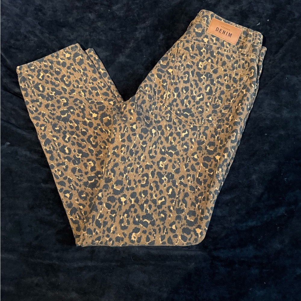 Sezane Brut Sexy Imprime Leopard Camel Jeans Size 26
